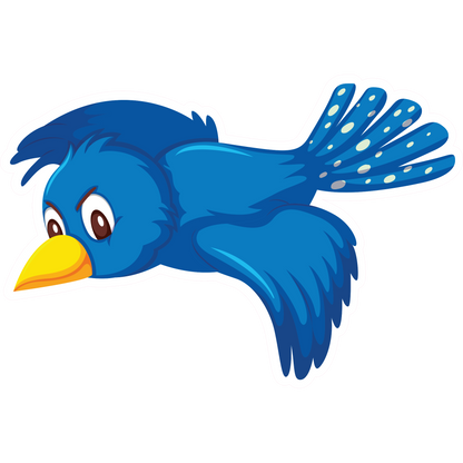 Cute Blue Bird Flying Sticker - Animal Decal