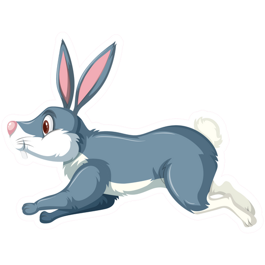 Cute Rabbit Running Sticker - Animal Decal