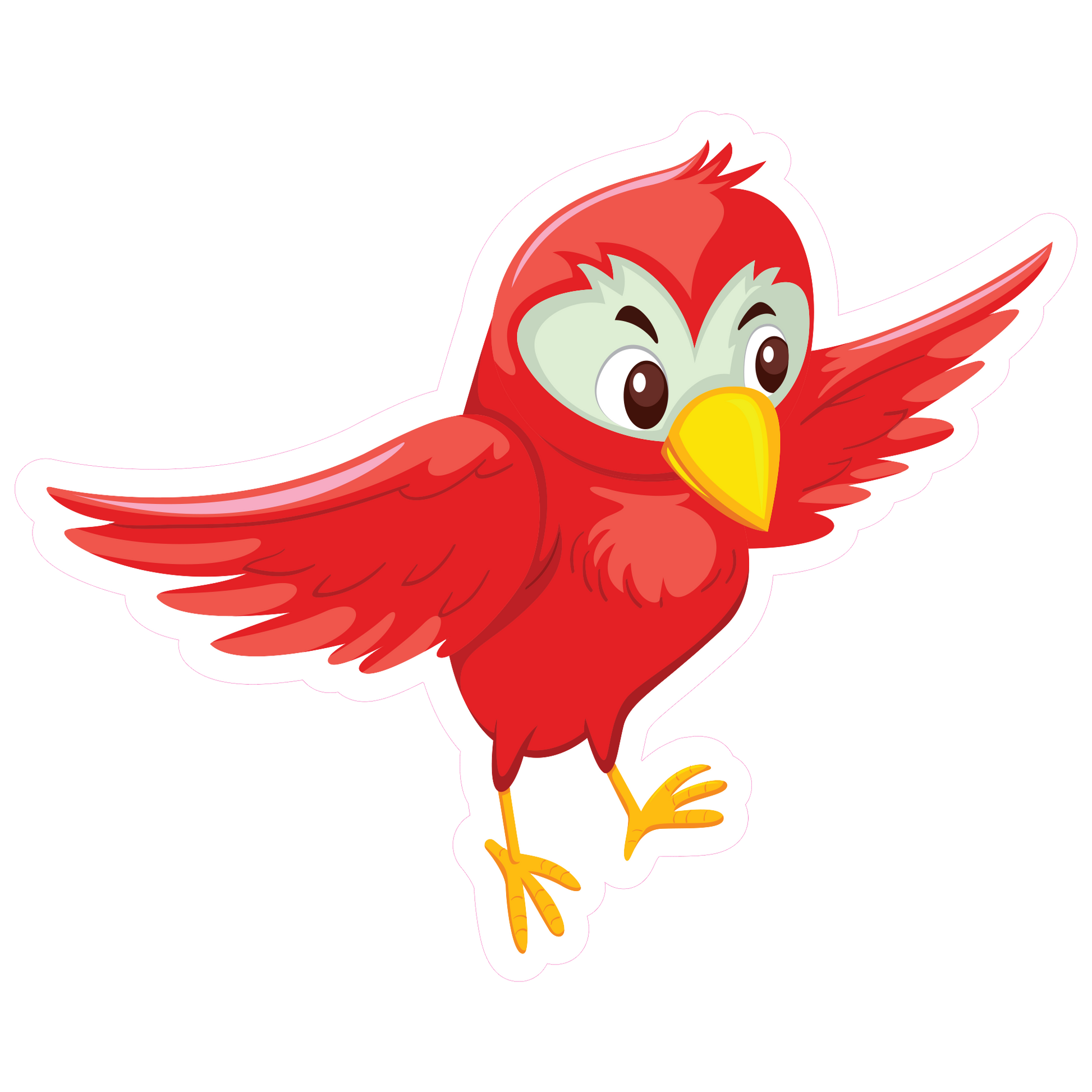 Cute Red Bird Sticker - Animal Decal