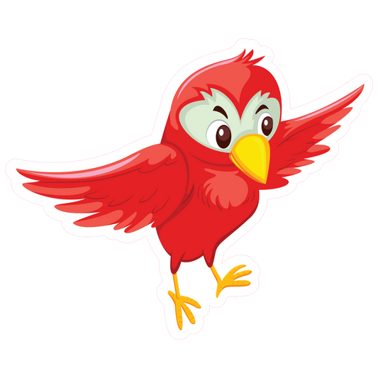Cute Red Bird Sticker - Animal Decal