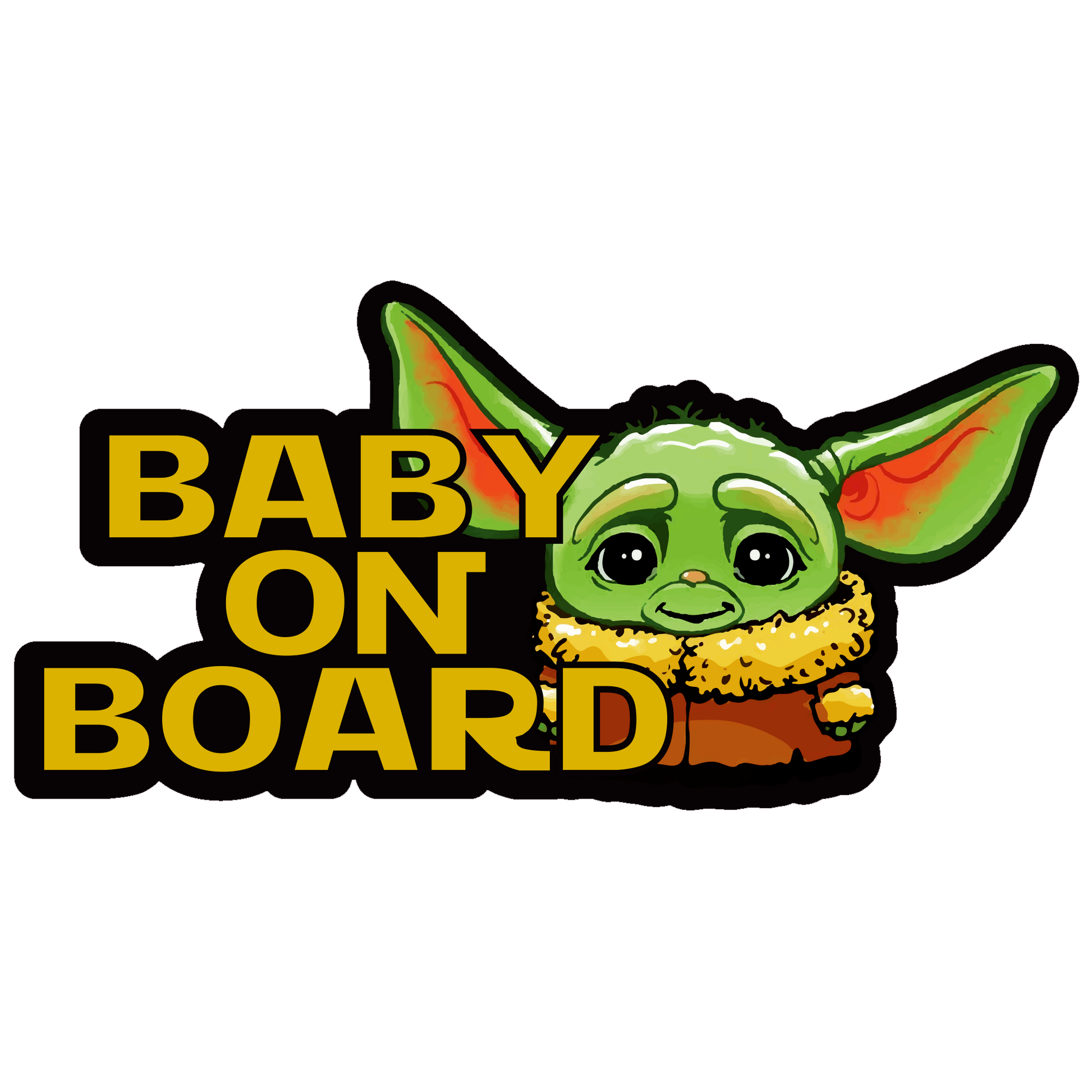 Baby Yoda on Board Star | AAA Stickers - Triple A grade decals !
