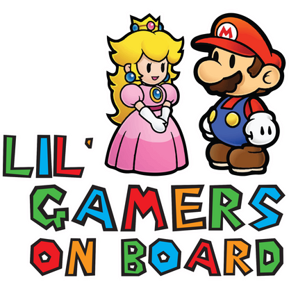 Lil Gamers Mario Princess Peach Sticker - Baby on Board
