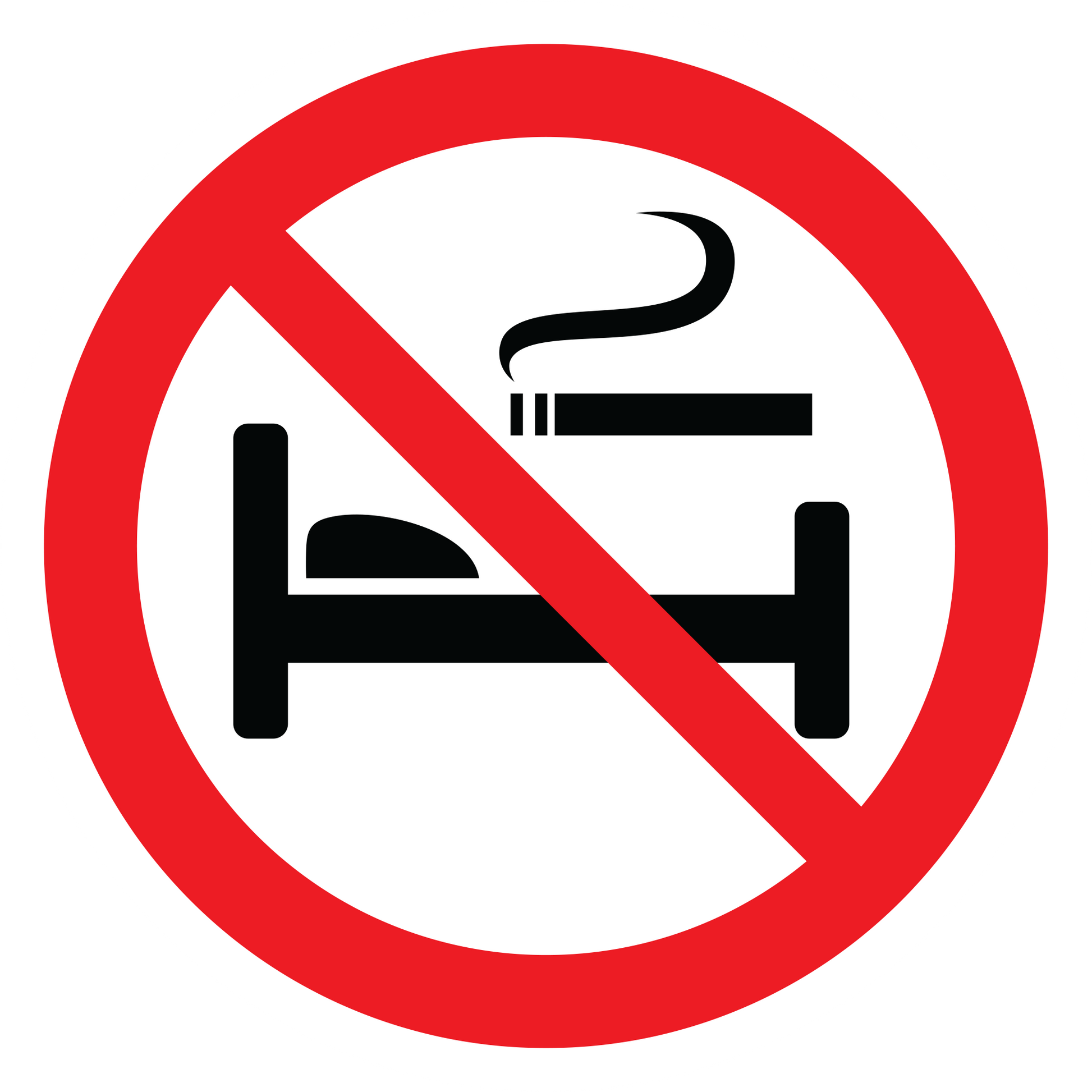 No Smoking in Bed Sticker Prohibition