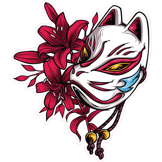 Japanese Fox Mask Sticker - Various Decal