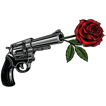 Gun and Rose Sticker - Various Decal