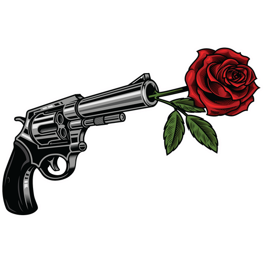 Gun and Rose Sticker - Various Decal